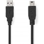 Câble USB | USB 2.0 | USB-A Mâle | USB Mini-B 5 broches mâle | 480 Mbps | Plaqué nickel | 1.00 m | Rond | PVC | Noir | Boîte