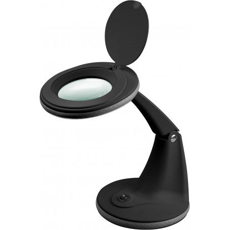 Lampe Loupe à LED sur Pied, 6 W, noir450 lm, lentille en verre de 100 mm, grossissement 1,75 fois, 3 dioptries