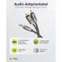 Câble Adaptateur Audio AUX, Fiche Jack 3,5 mm vers Fiche RCA Stéréo, 2 m, Sharkskin GreyConnecteur Jack 3,5 mm (3 broches, stéré