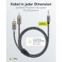 Câble Adaptateur Audio AUX, Fiche Jack 3,5 mm vers Fiche RCA Stéréo, 2 m, Sharkskin GreyConnecteur Jack 3,5 mm (3 broches, stéré