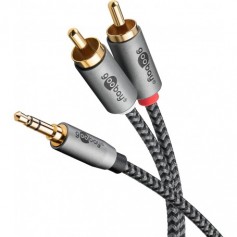 Câble Adaptateur Audio AUX, Fiche Jack 3,5 mm vers Fiche RCA Stéréo, 0,5 m, Sharkskin GreyConnecteur Jack 3,5 mm (3 broches, sté