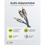 Câble Adaptateur Audio AUX, Fiche Jack 3,5 mm vers Fiche RCA Stéréo, 0,5 m, Sharkskin GreyConnecteur Jack 3,5 mm (3 broches, sté