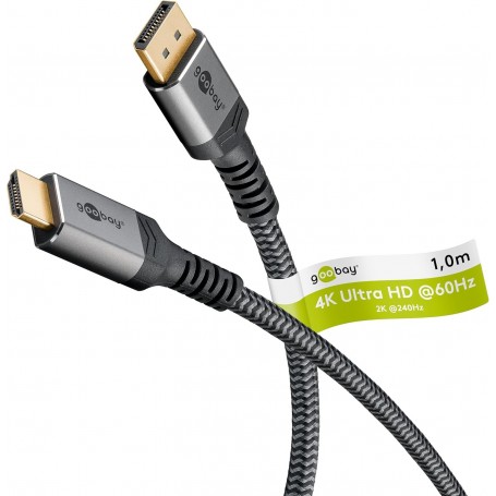 Câble DisplayPort™ vers HDMI™, 1 m, Sharkskin GreyConnecteur DisplayPort™ connecteur HDMI™ (type A)