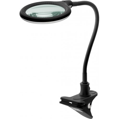 Lampe Loupe à LED avec Pince, 6 W, noir480 lm, lentille en verre de 100 mm, grossissement 1,75 fois, 3 dioptries