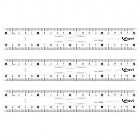 MAPED Regles plate Double Decimetre Essentials Plastique 20 cm a  Poignee