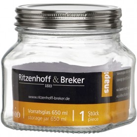 Lot de 4 : Ritzenhoff & Breker Bocal 'VIO', carré, 0,65 l