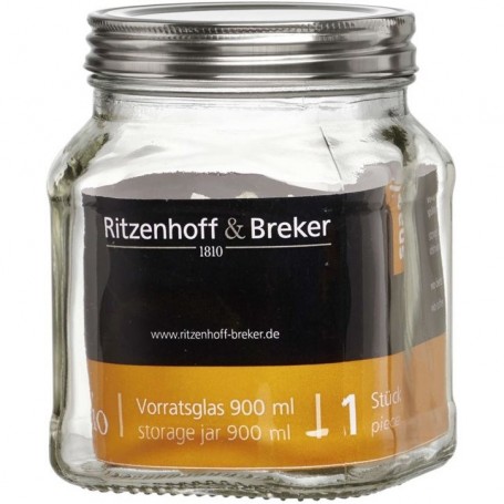 Lot de 4 : Ritzenhoff & Breker Bocal 'VIO', carré, 0,9 l