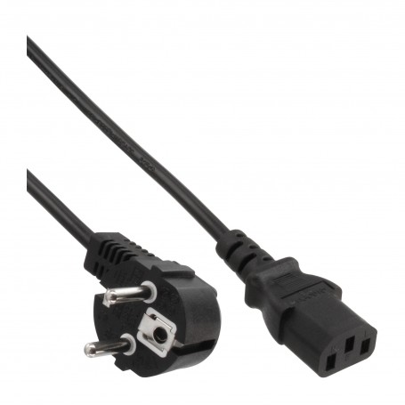 15pcs. Bulk-Pack InLine® Power cable, CEE7/7 angled to IEC-C13, black, H05VV-F, 5m