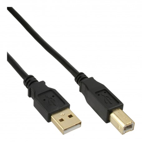 70pcs. Bulk-Pack InLine® USB 2.0 Cable Type A male to B male black gold plated 2m