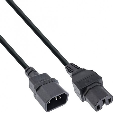 20pcs. pack Bulk-Pack InLine® Power Cable extension C15 straight to C14 socket straight black 3m