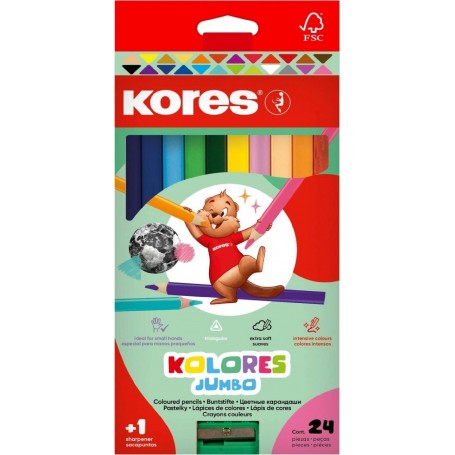 Kores Crayon de couleur "Kolores JUMBO", tui carton de 24