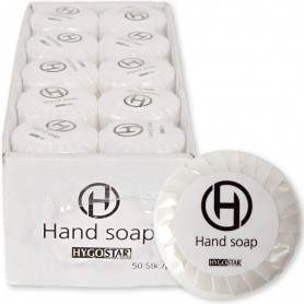 HYGOSTAR Mini-savon pour les mains, diamtre: 40 mm, blanc