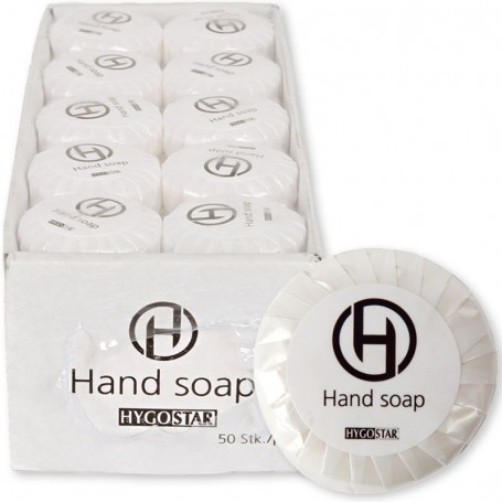 HYGOSTAR Mini-savon pour les mains, diamtre: 40 mm, blanc