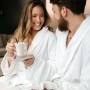HYGOSTAR Peignoir de bain col chle, taille M, blanc