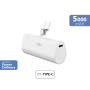 Powerbank 5000mAh USBC PD connecteur intégré Blanc