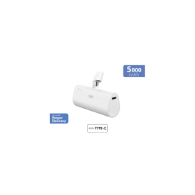 Powerbank 5000mAh USBC PD connecteur intégré Blanc