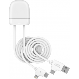 ICE-TAG Cable A+C/USBC+Lightning 1m GRS Blanc
