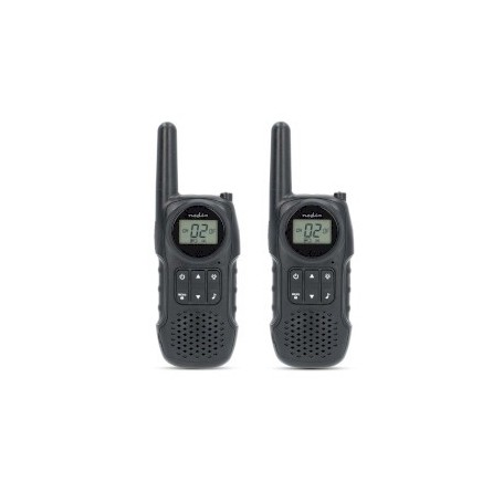 Set de Talkie-Walkie | 2 combinés | Jusqu\'à 10 km | Canaux de fréquence: 8 | PTT / VOX | Jusqu\'à 3 heures | Sortie casque | Noir