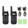 Set de Talkie-Walkie | 2 combinés | Jusqu\'à 10 km | Canaux de fréquence: 8 | PTT / VOX | Jusqu\'à 3 heures | Sortie casque | Noir
