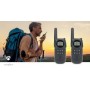 Set de Talkie-Walkie | 2 combinés | Jusqu\'à 10 km | Canaux de fréquence: 8 | PTT / VOX | Jusqu\'à 3 heures | Sortie casque | Noir