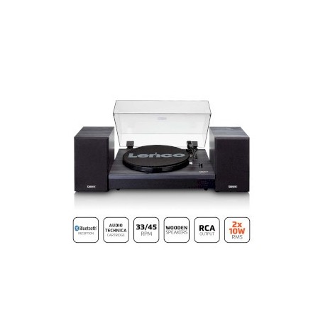 Lecteur de disques avec Bluetooth® et deux haut-parleurs externes noir