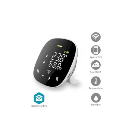 Moniteur de qualité de l\'air SmartLife | Wi-Fi | Affichage inclus | Dioxyde de carbone (CO2) / Humidité / Température | Android™ / IOS | Blanc / Noir