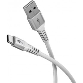 Câble Textile USB-C™ vers USB-A Super-Doux avec Connecteurs Métalliques, 1 m, blanccâble de connexion élégant et extra-robuste pour les appareils dotés d\'un connecteur USB-A ou USB-C™