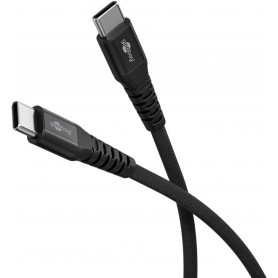 Câble Textile USB-C™ Super-Doux avec Connecteurs Métalliques, 1 m, noircâble de connexion élégant et extra-robuste pour les appareils dotés d\'un connecteur USB-C™