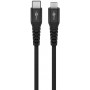 Câble Textile Lightning vers USB-C™ Super-Doux avec Connecteurs Métalliques, 0,5 m, noircertifié MFi, câble de chargement et de synchronisation élégant et extra-résistant pour Apple iPhone/iPad (noir)