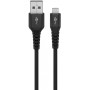 Câble Textile Lightning vers USB-A Super-Doux avec Connecteurs Métalliques, 0,5 m, noircertifié MFi, câble de chargement et de synchronisation élégant et extra-résistant pour Apple iPhone/iPad (noir)