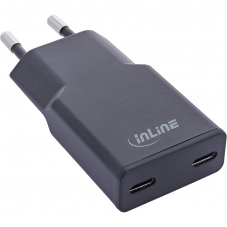 InLine® USB power supply charger Dual USB-C, PD, PPS, 30W, black