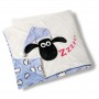 NICI - NICI 41474 Shaun le mouton Peluche couverture avec bonnet, 175 x 140 cm, Couleur : Bleu avant Blanc arrière de Sommeil av