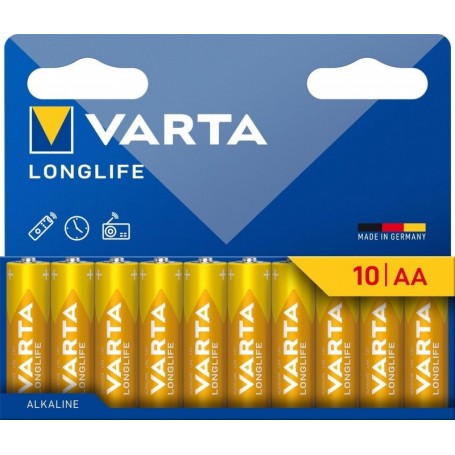 VARTA Pile alcaline \"LONGLIFE\", Mignon AA, pack de 10