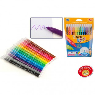 BIC - BIC Kids Kid Couleur Feutres de Coloriage à Pointe Moyenne - Couleurs Assorties, Etui Carton de 12