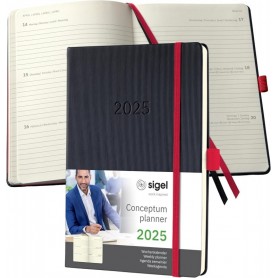 sigel Agenda planning Conceptum 2025, env. A5, noir/rouge