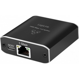 LogiLink Rpartiteur Gigabit Ethernet, RJ45/USB-C - 2x RJ45