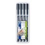 STAEDTLER Marqueur permanent 318F Lumocolor, tui de 4, noir