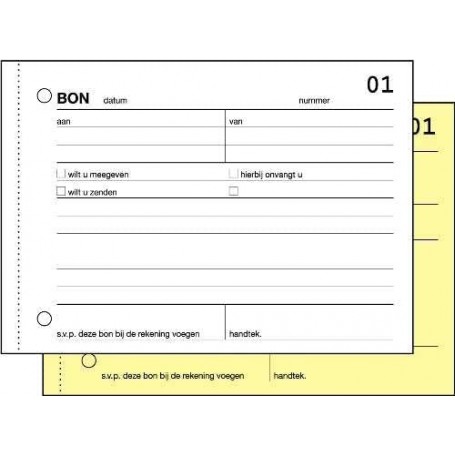 Expres Bonboekje, met carbon, A6 liggend, 2 x 50 vel