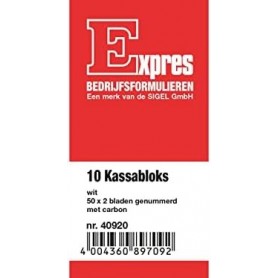 Expres Kassablok wit, met carbon, 100 x 158 mm, 2 x 50 vet