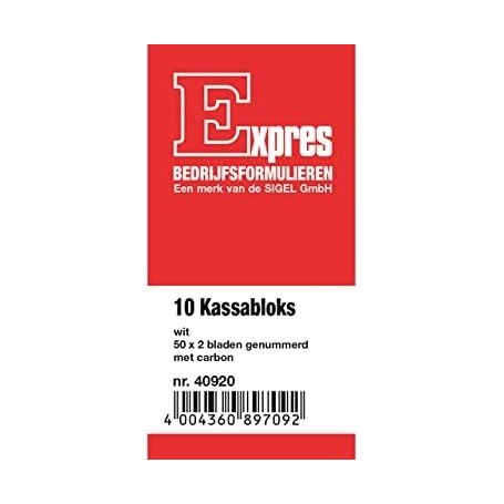 Expres Kassablok wit, met carbon, 100 x 158 mm, 2 x 50 vet