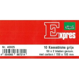Expres Kassablok grijs, met carbon, 100 x 158 mm, 2 x 50 vet