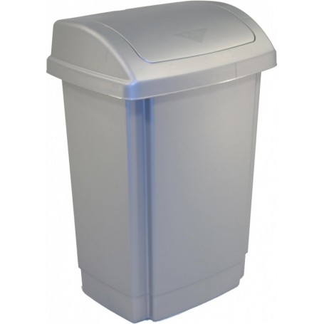 past team Poubelle couvercle basculant, 10 litres, argent