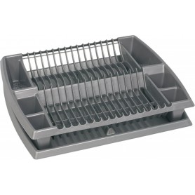 Plast team gouttoir vaisselle avec tablette, argent