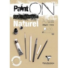 Clairefontaine Bloc de papier dessin Paint\'ON Naturel, A3