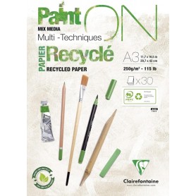 Clairefontaine Bloc papier dessin Paint\'ON Recycl, A3