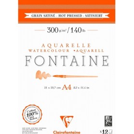 Clairefontaine Bloc de papier aquarelle FONTAINE, satin, A4