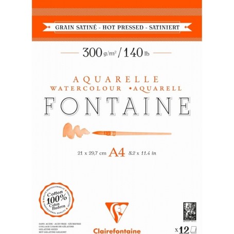 Clairefontaine Bloc de papier aquarelle FONTAINE, satin, A4