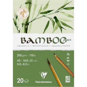 Clairefontaine Bloc de papier aquarelle BAMBOO, 250 g/m2, A5
