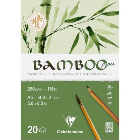 Clairefontaine Bloc de papier aquarelle BAMBOO, 250 g/m2, A5