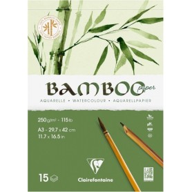 Clairefontaine Bloc de papier aquarelle BAMBOO, 250 g/m2, A3